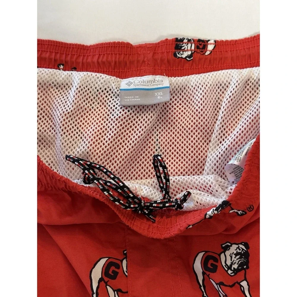 Columbia‎ Men's UGA Bulldogs Swim Trunks Size XXL Red Georgia Print Swim Shorts